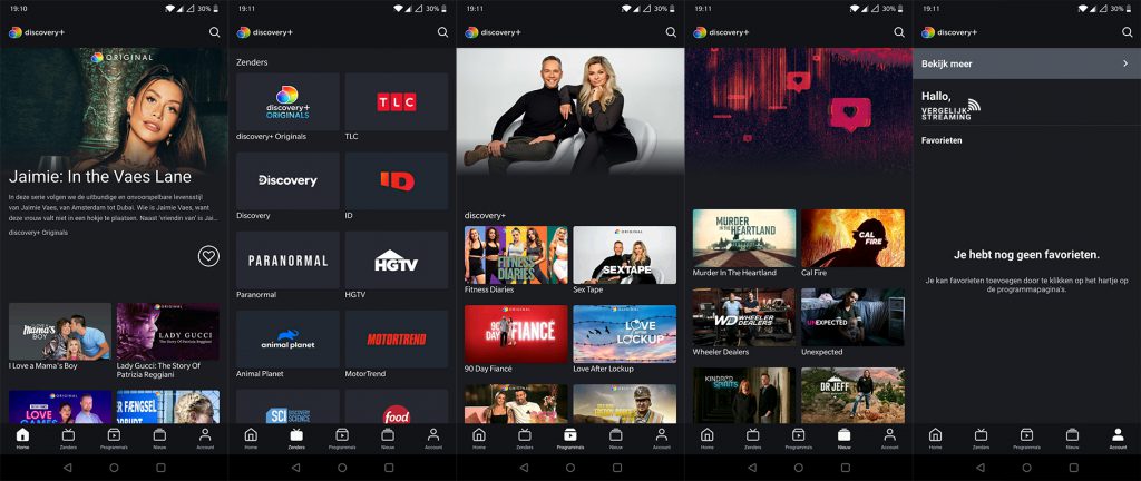 De mobiele app van Discovery Plus Discovery Plus app - Discovery streamingdienst - Discovery Plus abonnement - Discovery Plus aanbod